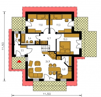 Plan de sol du rez-de-chaussée - BUNGALOW 75